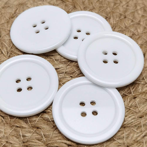 Chenkou Craft Mix Color Plastic Resin Circle Big Button 4 Holes DIY Craft Sewing (White, 1 1/4"(30mm))...