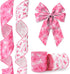 Hying 2 Rolls Breast Cancer Awareness Ribbons for Wreath Bows Wrapping Gifts, White Pink Ribbon for Gift Wrapping Breast Cancer Awareness Party De...