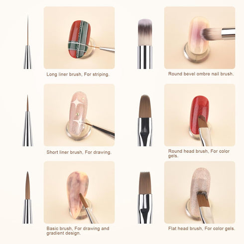 9pcs Nail Art Brush Set Nail Dotting Tools Nail Art Design Brushes Gel Polish Nail Polish Brushes 3D Nail Art Decorations Brush Nail Art Drawing P...