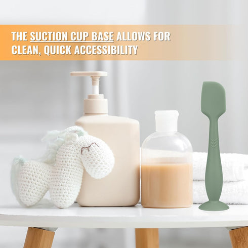 Diaper Cream Applicator Set - Soft Silicone Baby Butt Brush with Suction Base, Baby Butt Spatula, Full Size - Newborn Baby Essentials (2Packs-Natu...