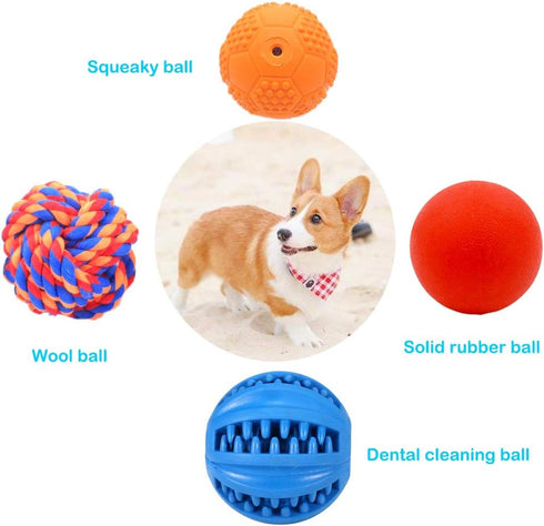 4 Pack Puppy Balls, Puppy Teething Ball, Dog balls for small dogs, Squeaky Ball for Small Dog, Rubber Ball, Puppy chew Toys, Dog Enrichment Toys f...