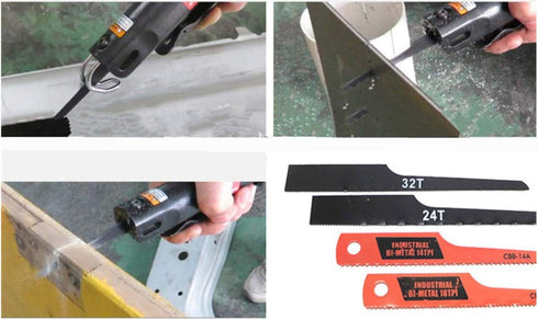 18T Reciprocating Saw Blade Set, Air Saw Hacksaw Blades Tools for Metal, Woodcutting, Rubber, 5 Pieces (18T, Black)...