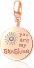 Rose Gold You are My Sunshine Charms 925 Sterling Silver Sun Charms Fits Pandora DIY Bracelet...