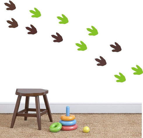24 Dinosaur Footprint Wall Stickers – Cute Vinyl Decals for Kids Nursery, Boys Bedroom or Baby Room, Removable Dinosaur Art for Playroom or Wall D...