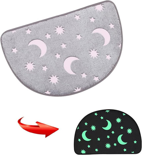 Noctilucent Mat Anti-Slip Rug Star Shinning in Night Door Mat Glow in Dark Decorative Floor Mat Outdoor Indoor Entrance Soft Carpet Semicircular 2...