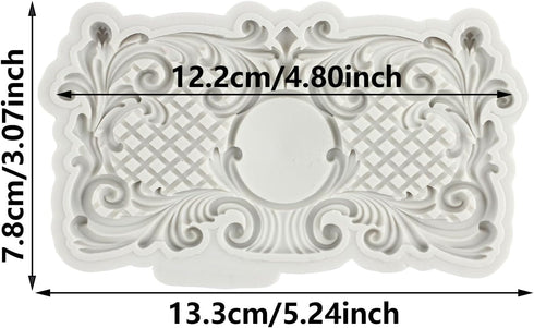 Baroque Silicone Cake Fondant Molds 3D Sculpted Scroll Border Lace Molds Relief Curlicues Candy Chocolate Molds For Cake Decorating Cupcake Topper...