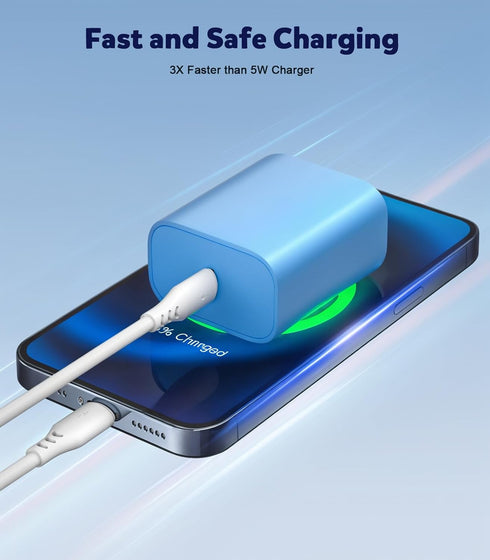 Phone Charger Fast Charging, 2 Pack 20W PD USB C Wall Fast Charger Block with 6FT Type C to Lightning Cable, Fast Charging Cable Compatible for Ph...