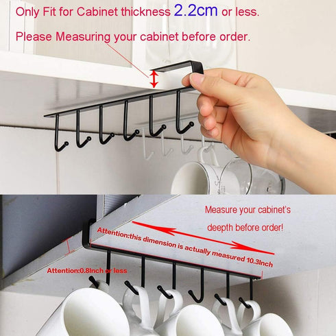 AliCH Mug Holder 2pcs Under Cabinet Mug Hooks Rack, Nail Free Coffee Cups Holder,Under Shelf Hanger for Cups/Kitchen Utensils/Ties Belts/Scarf/Key...