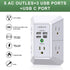 Wall Charger, Surge Protector, QINLIANF 5 Outlet Extender with 4 USB Charging Ports (4.8A Total) 3-Sided 1680J Power Strip Multi Plug Adapter Spac...