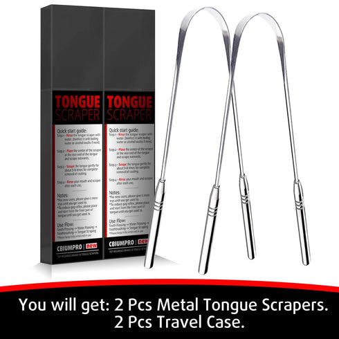 Cbiumpro Tongue Scraper for Adults, Metal Tongue Scraper for Kids, Durable Stainless Steel Tongue Scraper with Travel Case, Tongue Cleaners for Re...