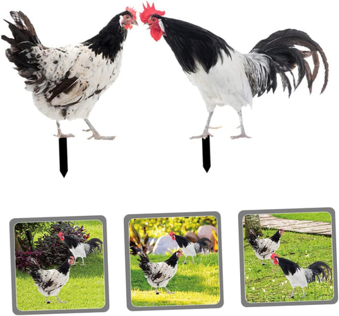 2pcs Decorative Garden Inserts Outdoor Sculpture Garden Poultry Statue Outdoor Sign Garden Stake Yard Sign Outside House Decor Garden Chicken Stat...