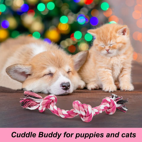 Dog Rope Toys, 3 Knots Chew Rope Toy for Medium and Small Dogs, Natural Cotton Dog Pull Rope for Tug of War and Teeth Cleaning (Pink)...