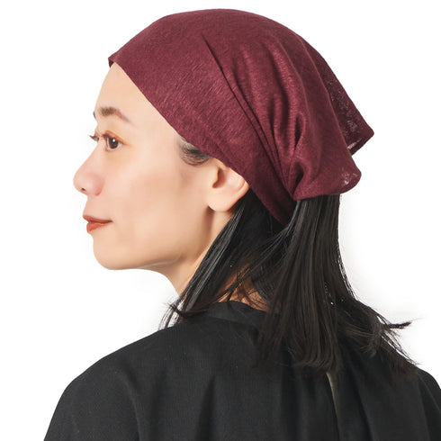 CHARM Womens Linen Head Band Mens Bandana Natural Elastic Hairband Sports Fashion Wrap Burgundy...