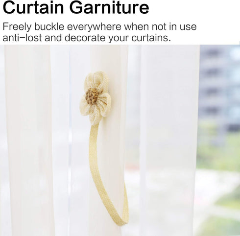 Magnetic Window Curtain Rope Holdbacks, 2 Pieces Simple and Elegant Sunflower Decorative Knitted Cord Drapery Holder Curtain Tieback Accessories f...