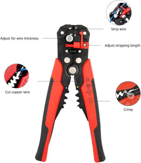 Amazon Basics Self-Adjusting Wire Stripper, Black/Red...