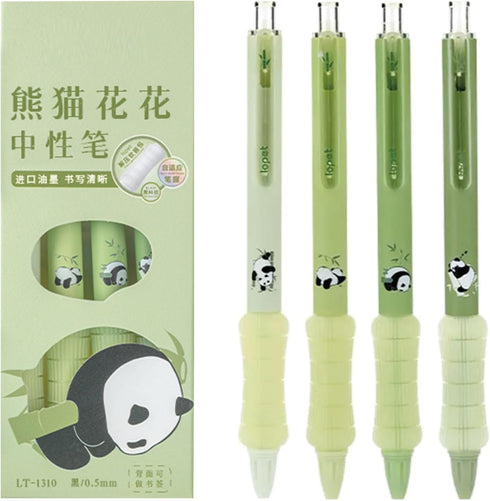 4 Pcs Cute Retractable Pens Pnada Soft Grip Gel Pens Black Ink Pens 0.5mm Fine Point Smooth Writing Pens Office School Supplies Women Girls Boys M...