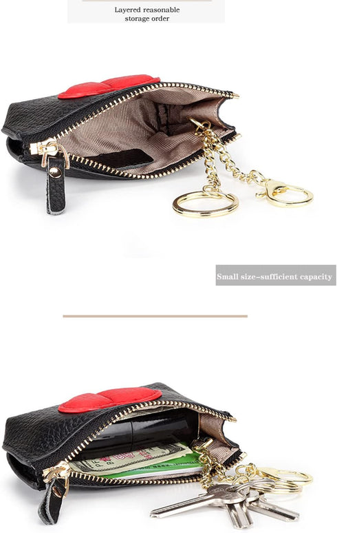 Soft Red Heart Leather Coin Purse Keychain,Women's Coin Purses & Pouches Coin Purse Wallet Coin Purse With Zipper...