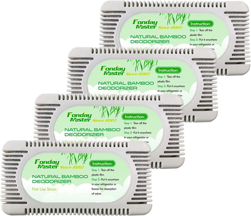 4Packs Refrigerator Deodorizer(60g Each Pack)? Fonday Odor Eliminator for Fridges Freezers Coolers & Lunch Boxes, Bamboo Activated Charcoal Fridge...