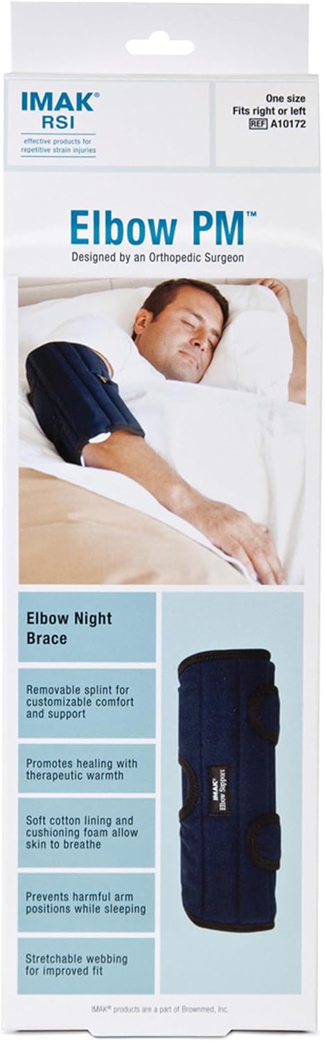 Brownmed - IMAK RSI Elbow PM - Elbow Brace & Immobilizer for Nighttime - Removable Splint for Cubital Tunnel Syndrome & Ulnar Nerve Support - Stab...
