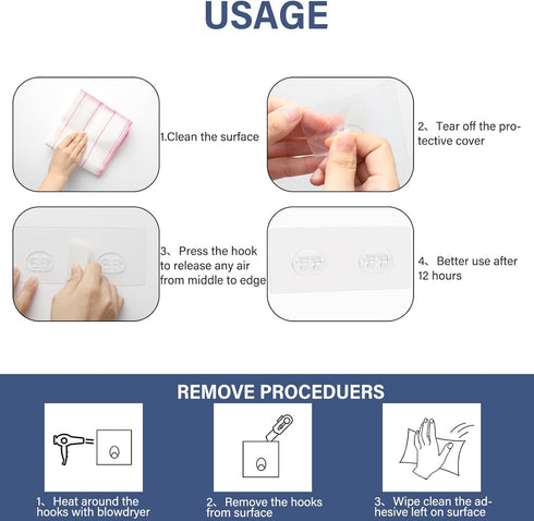 YOLOPLUS+ 8 Pack Shower Caddy Adhesive Hooks Replacement, Strong Sticker Hooks for Bathroom Shower Caddy Corner Shelf Basket Soap Dish Hanging Hoo...