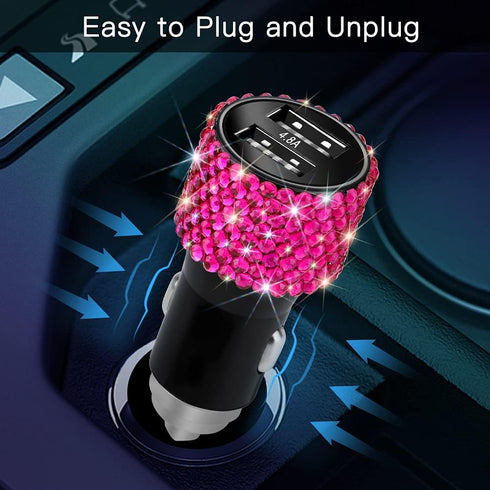 OTOSTAR Dual USB Car Charger, 4.8A Output, Bling Rhinestones Car Decorations Accessories Fast Charging Adapter for iPhones Android iOS, Samsung Ga...