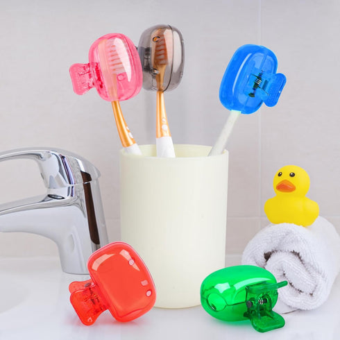 5 Pack Travel Toothbrush Head Covers Cap, Toothbrush Protector Brush Pod Case Protective Plastic Clip for Household Travel, Camping, Bathroom, Sch...
