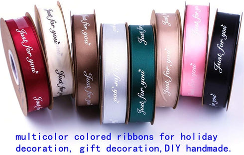 Ribbon for Crafts -Wholesale Bulk 50 Yard 1Inch Just for You Grosgrain Fabric RibbonFor Gift Package Wrapping Floral Design Hair Bow Clip Accessor...