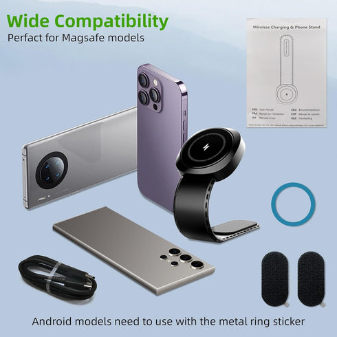 for Magsafe Car Charger Mount, Wireless Car Charger Mount with Magnetic for iPhone 15 14 13 12, 15W Car Wireless Charger with Bendable Memory Tita...