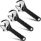 Chumia 3 Pieces Adjustable Hand Wrench Black Spanner Wrench Size Adjustable Spanner Hand Knurl Tool Adjustable Wrench Wide Jaw Wrench Repair Hand ...