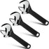Chumia 3 Pieces Adjustable Hand Wrench Black Spanner Wrench Size Adjustable Spanner Hand Knurl Tool Adjustable Wrench Wide Jaw Wrench Repair Hand ...