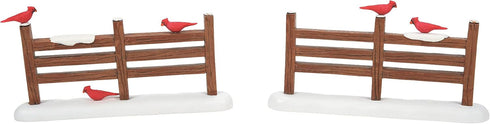 Department 56 Village Accessories Cardinal Christmas Fence Figurine Set, 2.5 Inch, Multicolor...