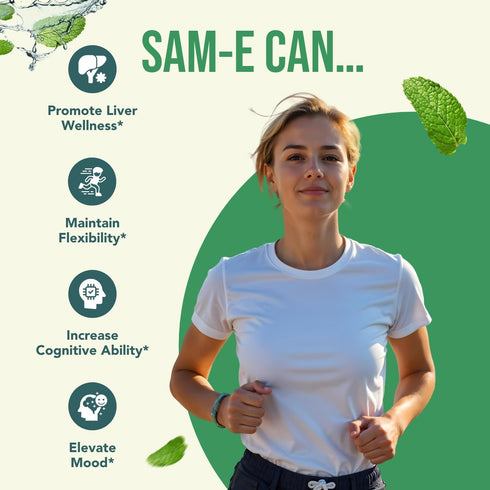 Healthy Way 500mg SAM-e Supplement - High Strength 500mg S-Adenosyl-L-Methionine Capsules for Joint Brain Liver and Mood Support - Non-GMO High Ab...