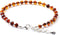 Baltic Amber Adult Anklet with Silver - 8.6 inches - Adjustable - Women Jewelry - Polished Cognac Beads...