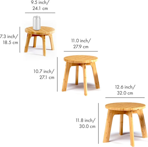 GOBAM Bamboo Step Stool, 7.3 inches - Sturdy Foot Stool for Adults and Kids, Portable Wooden Stool for Kitchen, Bathroom, Bedroom, or Toy Room - 3...