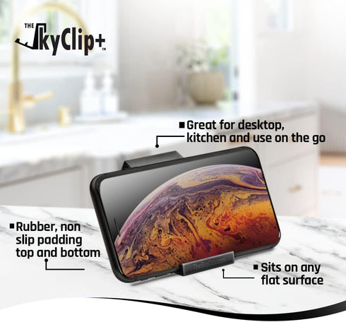 The SkyClip+ Phone & Tablet Holder for Air Travel, Home and Office Use - Inflight Phone Mount & Stand Compatible with iPhone, Android, Kindle and ...