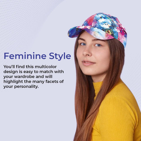 SAGEFINDS Watercolor Floral Print Baseball Cap | All-Over Print | Fashion Accessory | 100% Polyester | Adjusts to Fit Most...