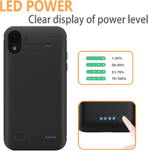 Battery Case for iPhone XR - 6.1 inch-10000mAh?Portable Rechargeable Charger Case with 1x Screen Protector & 1x Cable Extended Battery Pack for iP...