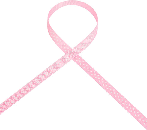 Ribbli Grosgrain Polka Dot Craft Ribbon,3/8 Inch,10-Yard Spool,Pearl Pink with White Dots,Use for Gift Wrapping,Party Decoration,All Crafting and ...