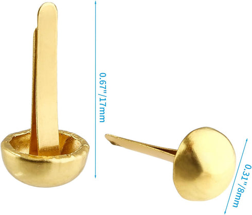 BokWin 100 Pcs Round Head Paper Fastener,0.31 Inch Gold Mini Brads,Brass Fasteners Suitable for Art&Craft DIY Projects...