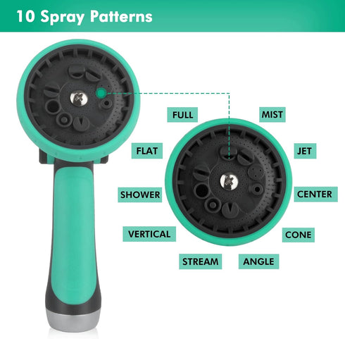 RESTMO Hose Nozzle Heavy Duty, Metal Water Hose Sprayer for Garden, 10 Spray Patterns, Thumb Flow Control, On/Off Valve, for Outdoor Lawn & Plant ...