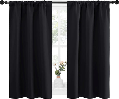 NICETOWN Halloween Black Out Curtain Panels for Kitchen - Energy Smart Decoration Thermal Insulating Blackout Drapes/Draperies for Small Window (2...