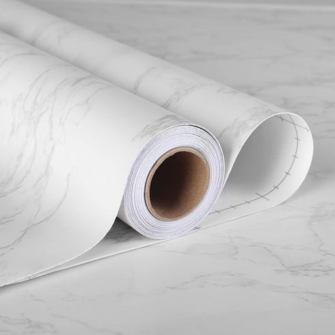 Stickyart White Grey Marble Wallpaper Matte Self Adhesive Faux Marble Wall Paper Sticker Pull and Stick Thick Granite Look Contact Paper Removable...