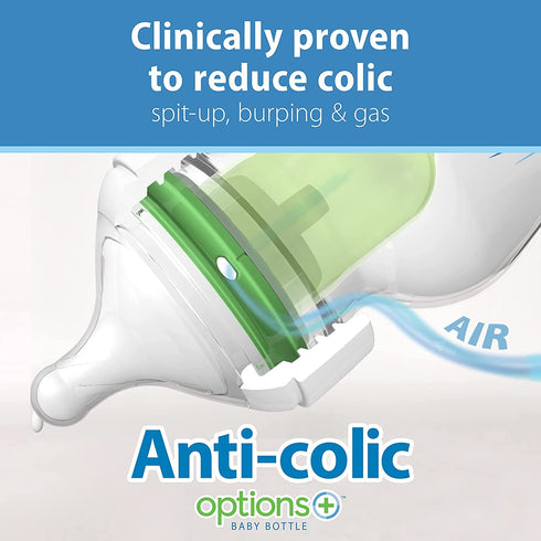 Dr. Brown's Natural Flow Anti-Colic Options+ Wide-Neck Glass Baby Bottle 9 oz/270 mL,with Level 1 Slow Flow Nipple,1 Pack,0m+...
