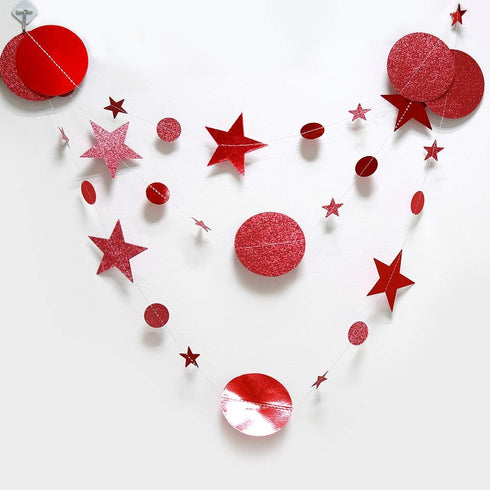 Decor365 Twinkle Star Garland Glitter Red Party Decorations Star Banner Ceiling Hanging Streamer Backdrop for Birthday Valentine’s Day Christmas L...