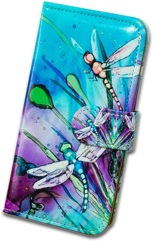 Case for iPhone 12 Mini, Cute Dragonfly Leather Flip Phone Case Wallet Cover with Card Slot Holder Kickstand for iPhone 12 Mini...
