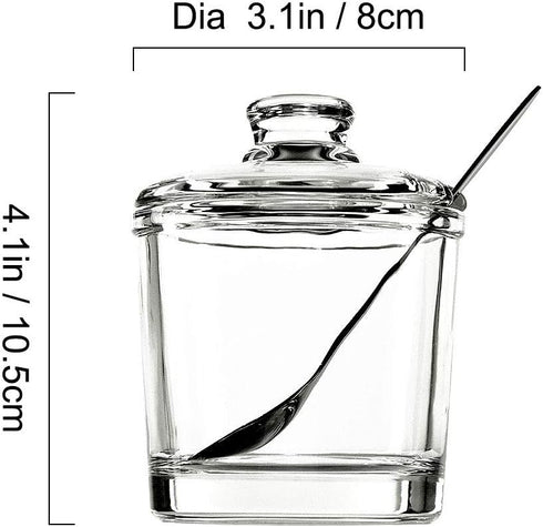 Vencer Sugar Bowl Clear Glass With Lid and Stainless Steel Sugar Serving Spoon, 6.3 Ounces (180 ML),Sugar Canister, Sugar Dispenser, VFO-027...