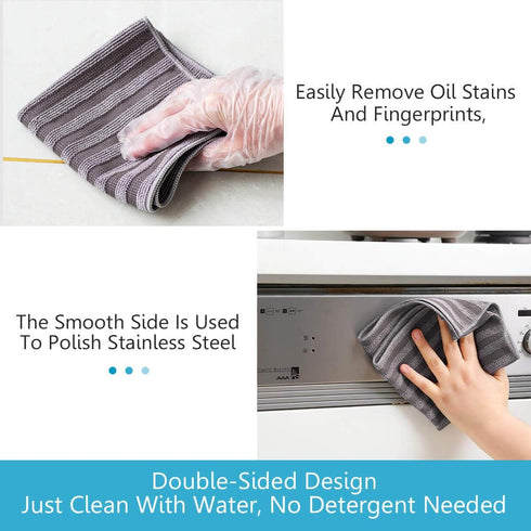 Stainless Steel Microfiber Cloth Double-Sided Cleaner Rag, Non-Scratch Scrub Cleaning Polishing Towel for Appliances, Kitchen Reusable Fridge Wipe...
