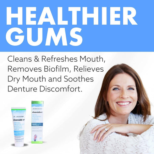 Dr. B Dental Solutions Cleanadent Denture and Gum Toothpaste, ADA Accepted All-Natural Denture Toothpaste for Adults - Removes Odors, Stains and A...