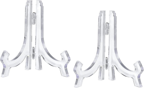uxcell 2pcs 4.3" Easel Plate Holder, Plastic Folding Display Stand Clear for Decorative Picture Frame...