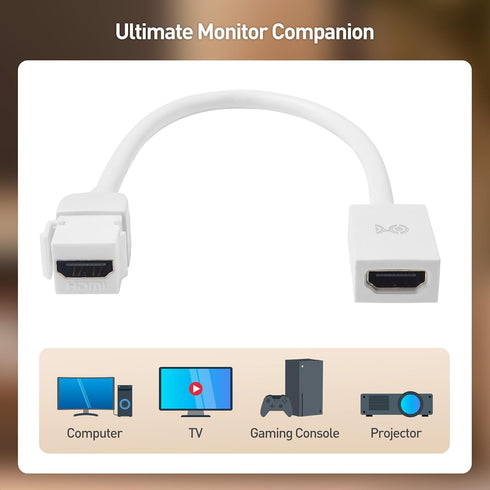 Cable Matters 2-Pack 48Gbps HDMI 2.1 Keystone Pigtail Cable - 8 Inches, Support 8K@60Hz, 4K@240Hz and HDR (HDMI Keystone Pigtail 8K, HDMI 2.1 Pigt...